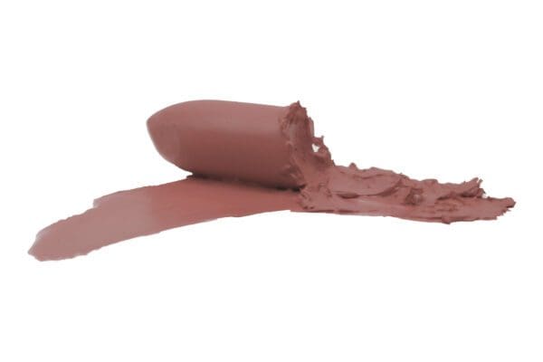 A close up of some brown lipstick on a white background