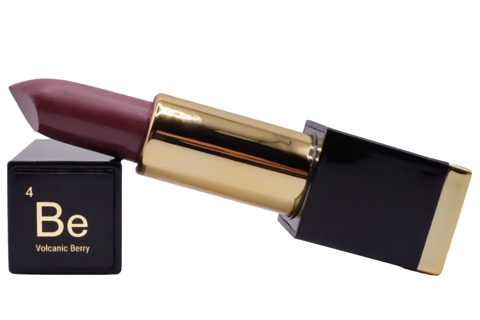 lipstick with a shade called volcanic berry