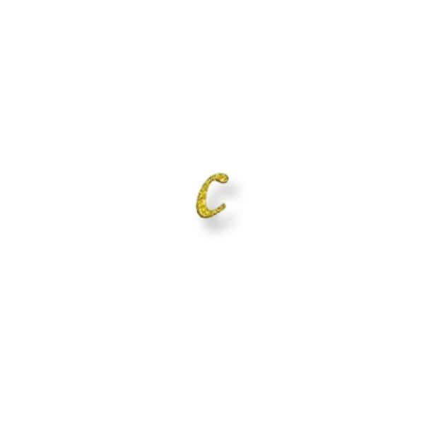 A yellow gold letter c with some white background