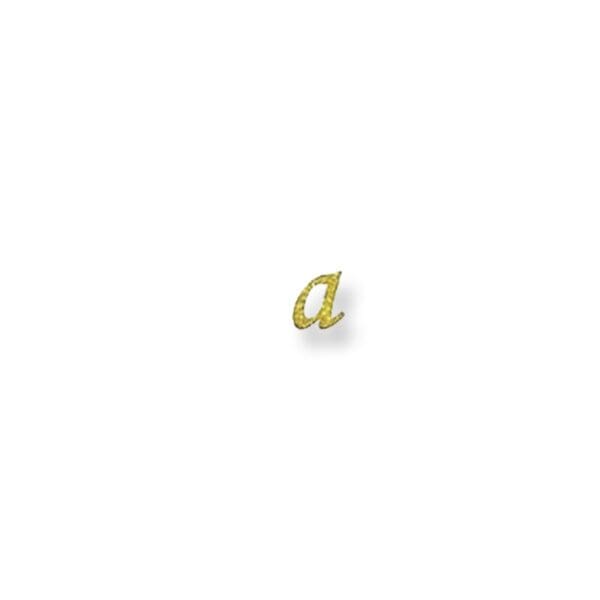 A gold letter a sitting on top of a white background.