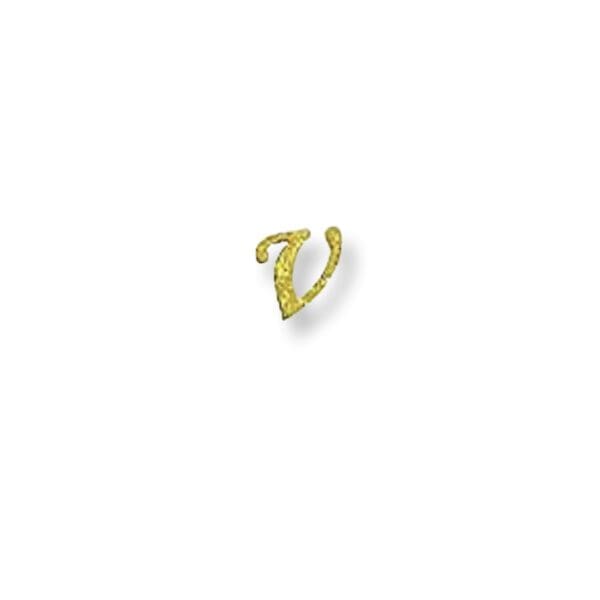 A gold v shaped letter sitting on top of a white background.