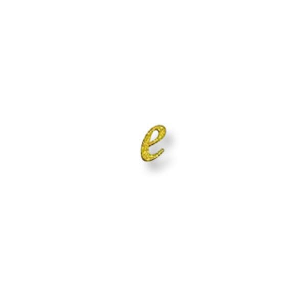 A yellow gold letter e with some white background