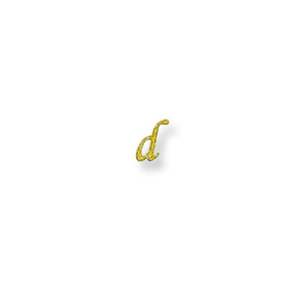 A yellow letter d with the letter 'd ' written in it.