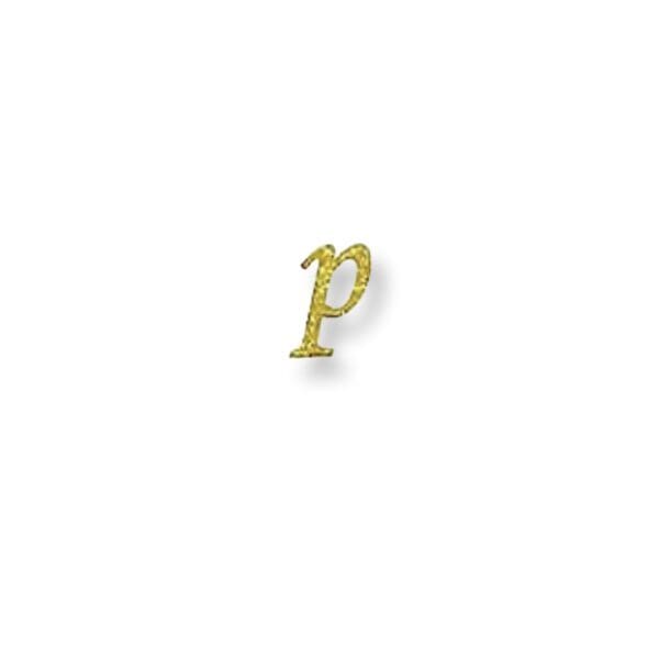 A gold letter p is shown here.