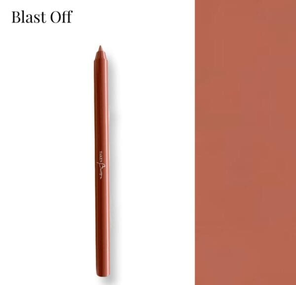 A brown pencil next to a red paper.