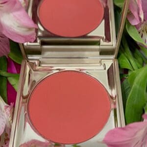 A close up of the lid on a pink blush