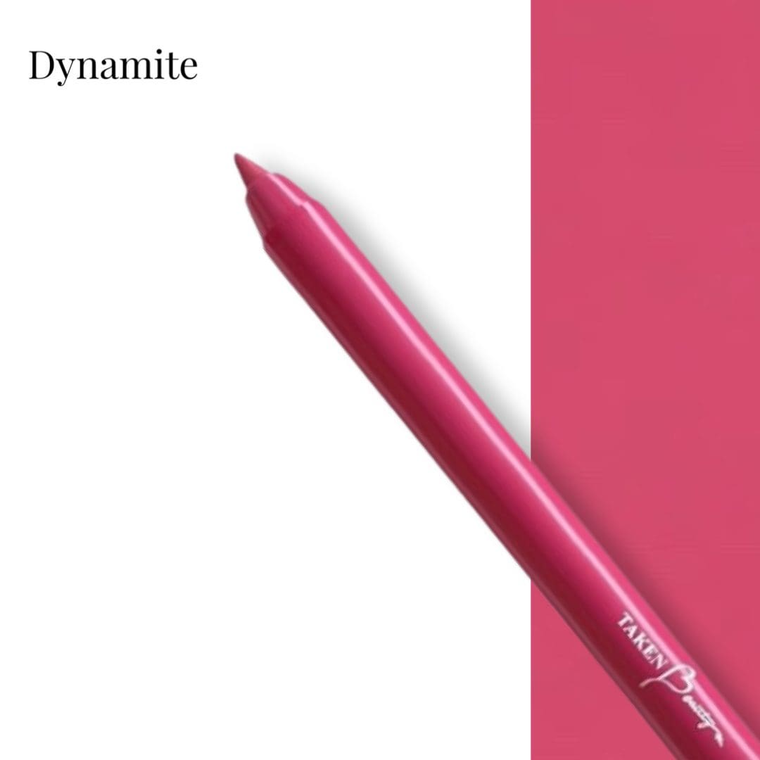 A pink pencil with the word dynamite written on it.