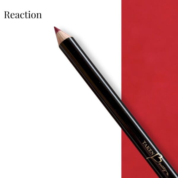A red and white background with an image of a black pencil.